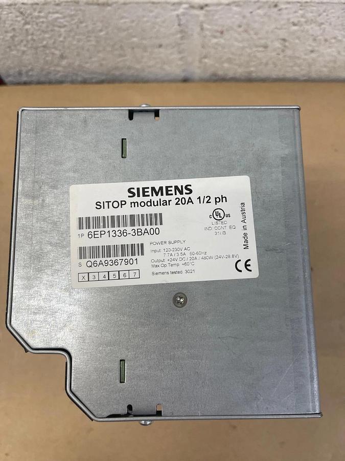 Used Siemens 6EP1336-3BA00 SITOP Modular 20A, 1/2 ph Power Supply