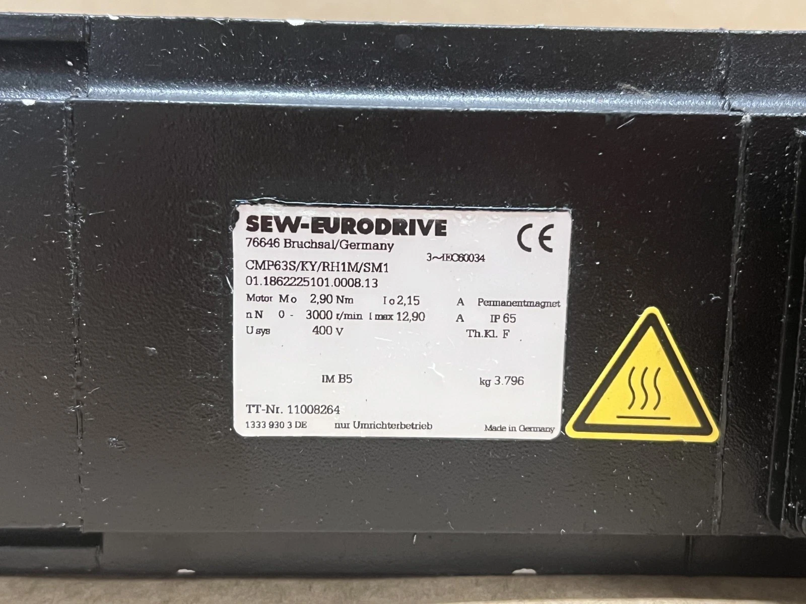 Used SEW-Eurodrive CMP63S/KY/RH1M/SM1 Servo Motor, 400V