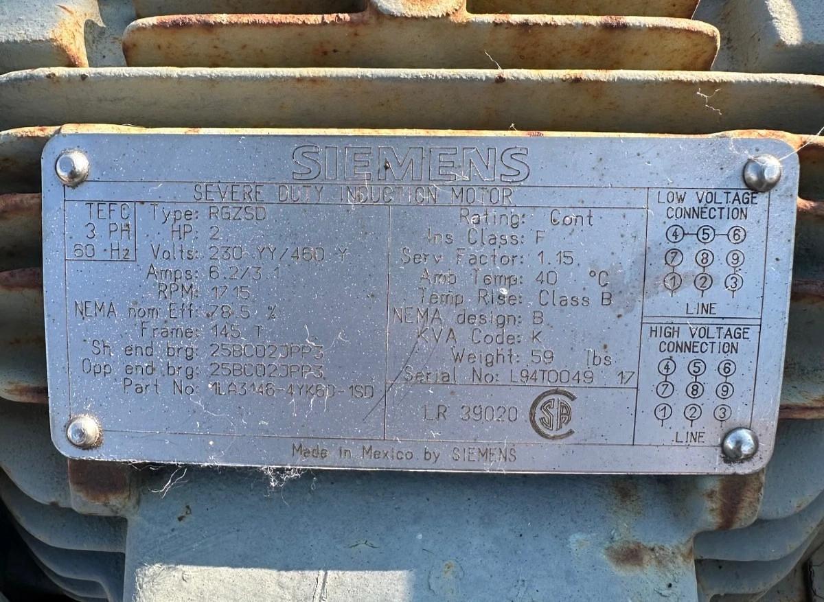 Used Dodge SCXT 115 Geardrive 15.35 Ratio, Siemens 2Hp @ 1715Rpm