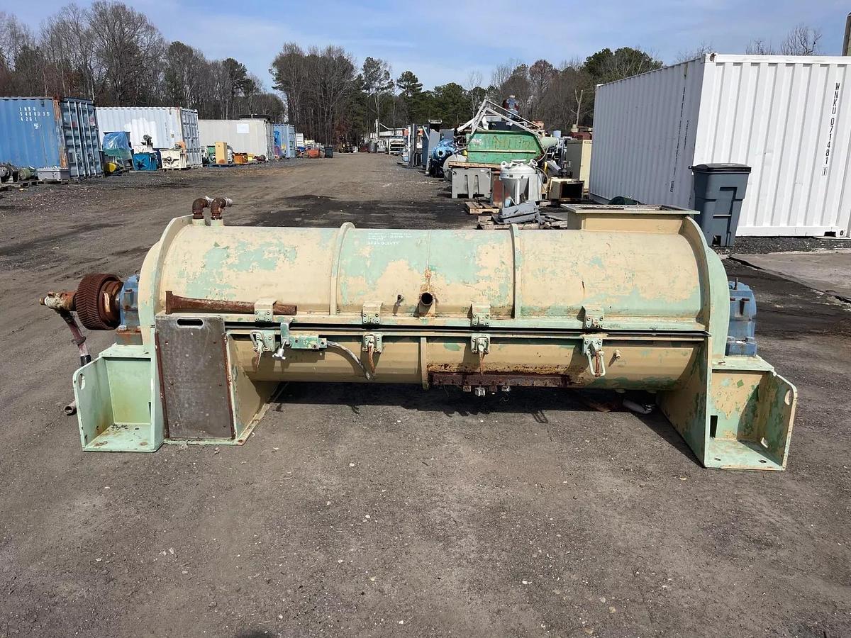 Used Littleford EK75AB Plow Continuous Mixer, Chamber 103”x32”, Inlet 20"x16"