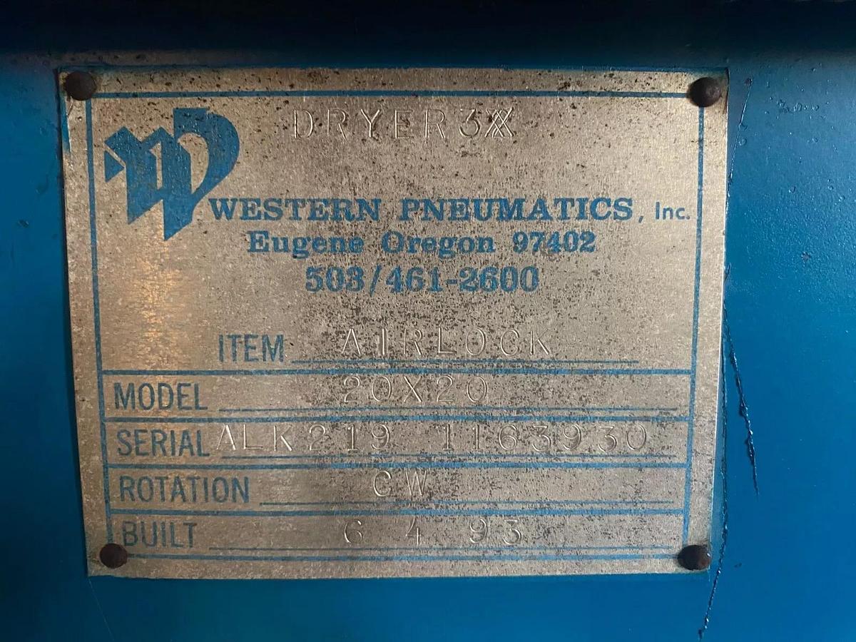 Used Western Pneumatics 20x20 Rubber Tip Rotary Airlock Feeder