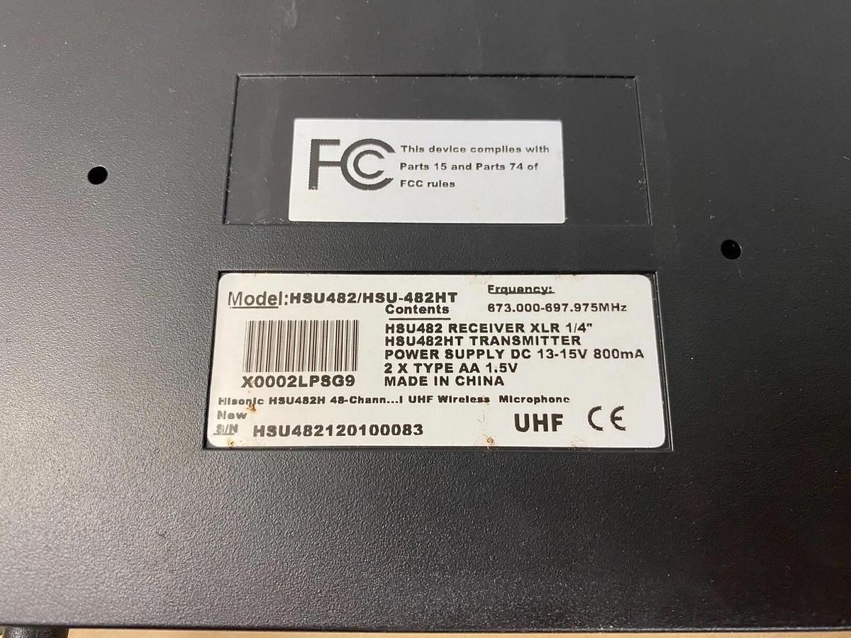 Used Hisonic HSU482/HSU-482HT Receiver XLR 1/4” Transmitter, Power Supply With Case