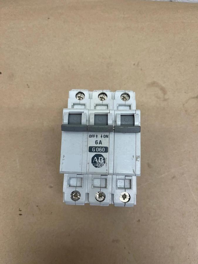 Used Allen-Bradley 1492-CB3 G060 Supplementary Protector, Series B, 6A