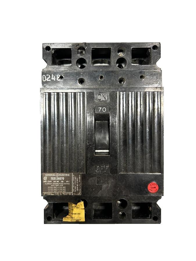 Used General Electric TED134070 70A 3 Pole Circuit Breaker