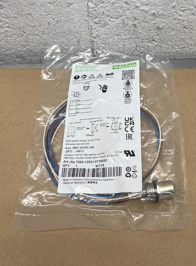 Used Murr Elektronik 7000-13541-970050 M12 Female Recept. a-cod. Front *NEW*