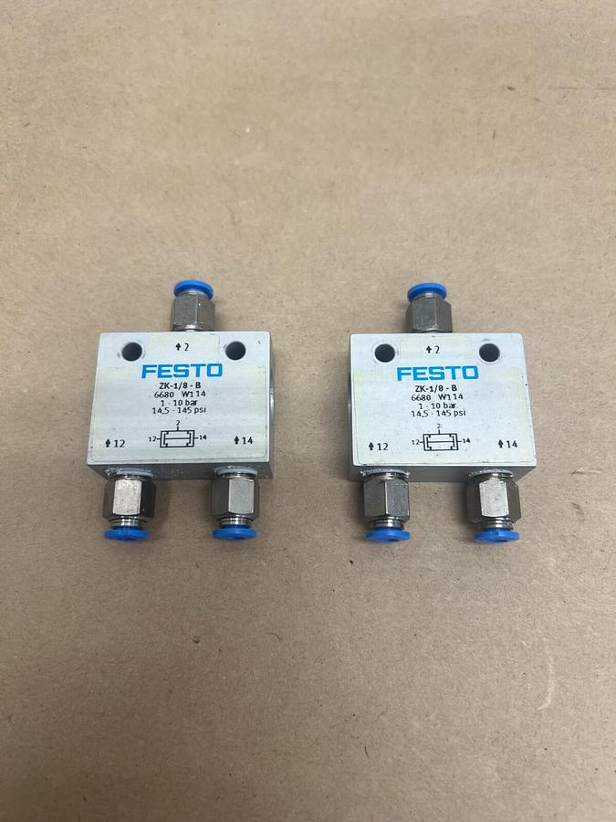 Used Festo ZK-1/8-B And Gate, 1-10bar, 14,5-145 PSI - Lot of 2