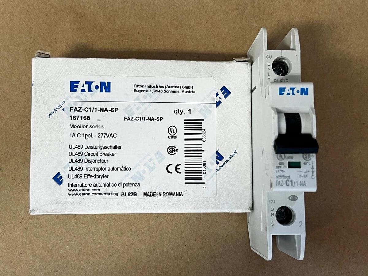 Used Eaton FAZ-C1/1-NA-SP Circuit Breaker 1A, 1 Pole 277VAC