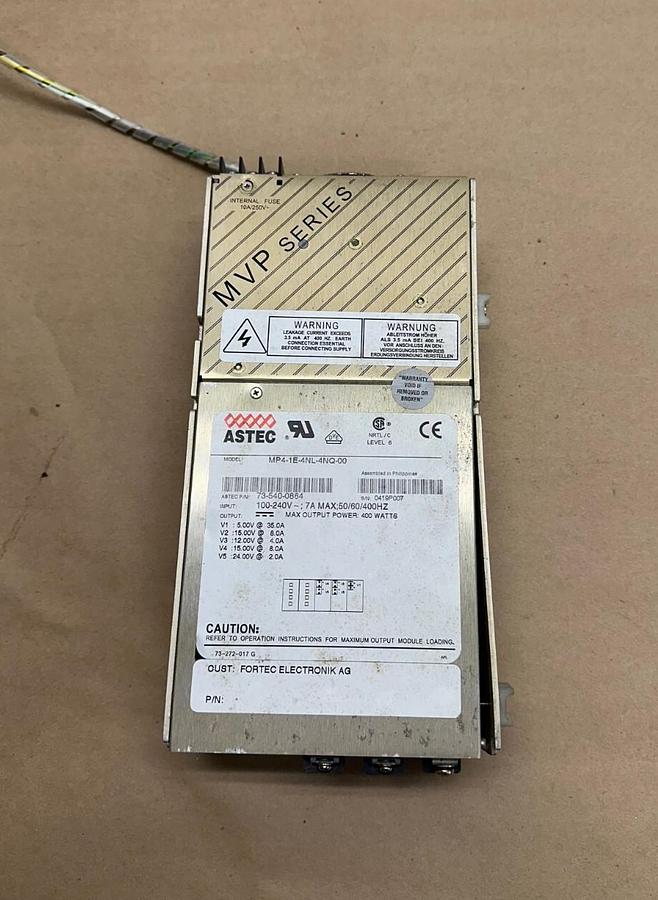 Used ASTEC MP4-1E-4NL-4NQ-00 Power Supply, Internal Fuse Input, 100-240V, 400Watts