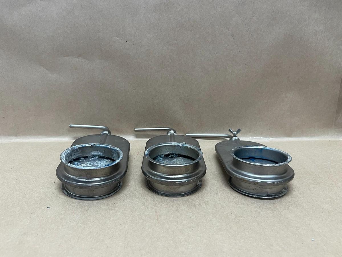 Used Ruwac 3-3 Stainless Steel 3" Slide Gate Valve w/ Handle - Lot of 3