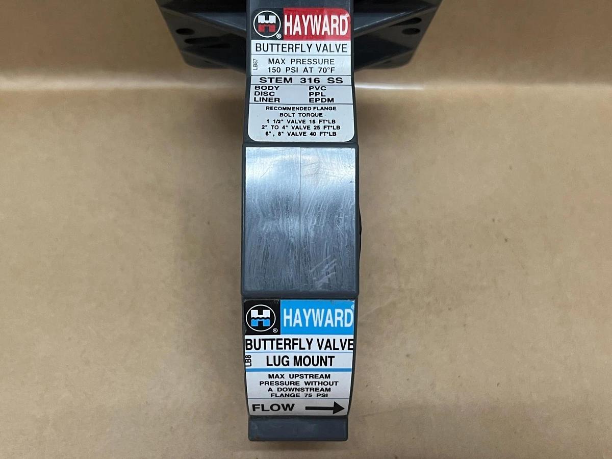 Used Hayward LB87 316 SS, PVC Body, 1-1/2"/2" Butterfly Valve