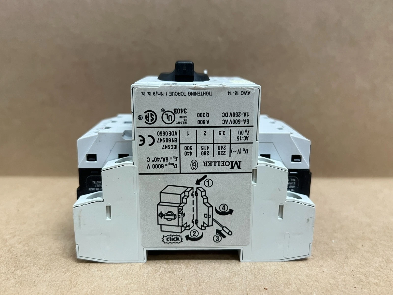 Used Moeller PKZM0-10 6.3A-10A Manual Motor Protector Circuit Breaker