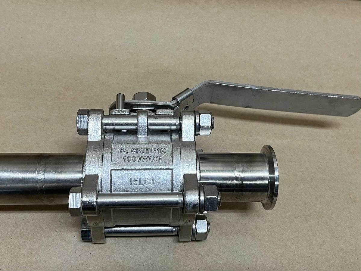 Used Steel & O'Brien BLV2W-1.5-316-0 1.5" Sanitary CF8M (316) Ball Valve Assembly