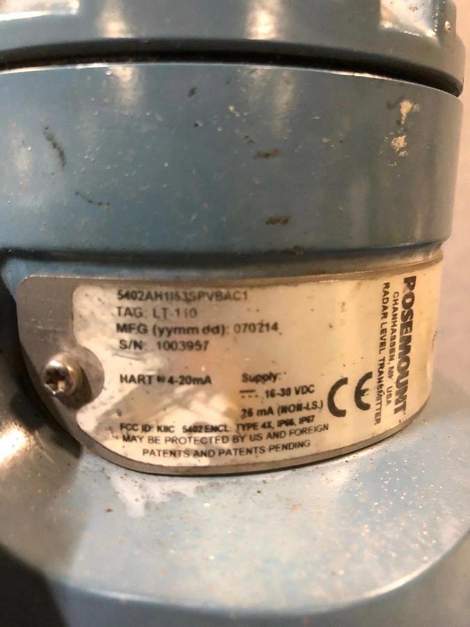 Used Rosemount 5400 Series 5402AH1153SPVBAC1 Level Transmitter
