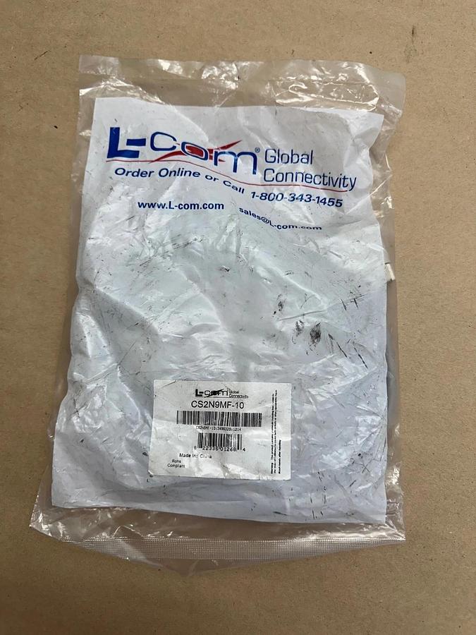 L-COM CS2N9MF-10 Molded 10ft Extension Cable Assembly *FACTORY SEALED*