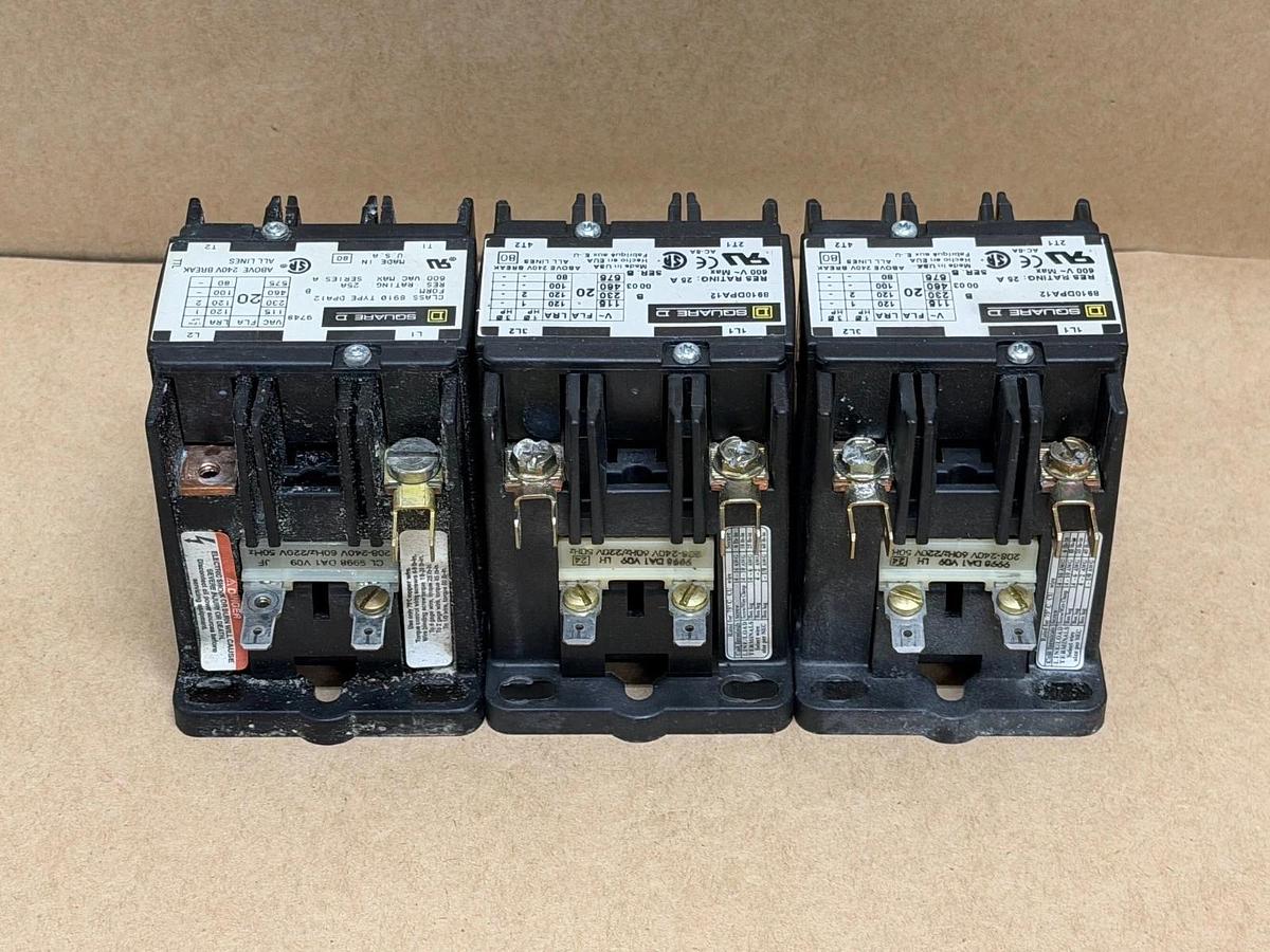 Used Square D 8910DPA12 Contactor - Lot of 3