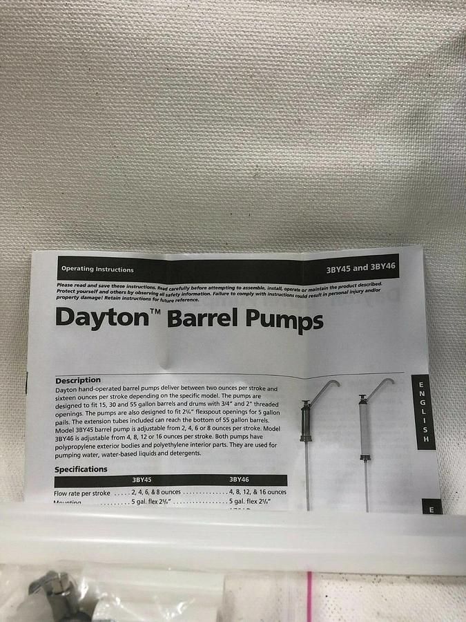 Dayton 3BY45 Hand Drum Pump