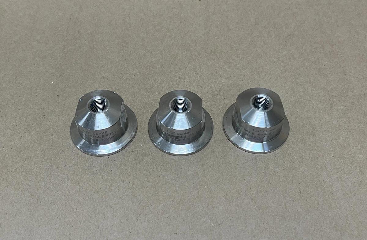Used 1.5", 316L, Tri-Clamp Solid End Cap - Lot of 3