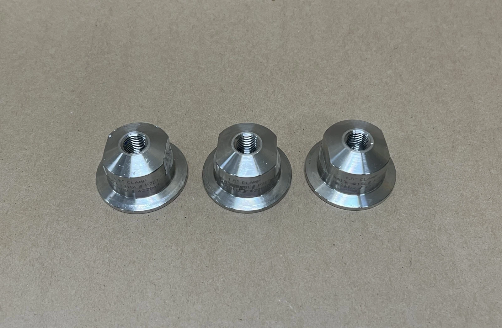 Used 1.5", 316L, Tri-Clamp Solid End Cap - Lot of 3