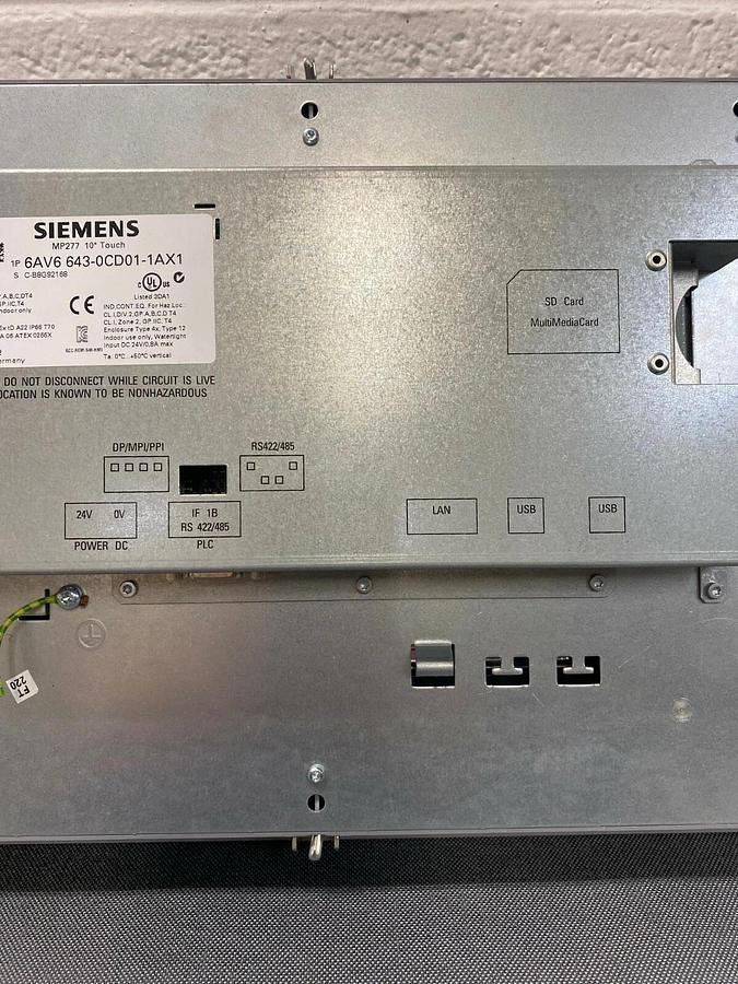 Used Siemens 6AV6643-0CD01-1AX1, MP277 10” Touch Simatic Multi Panel