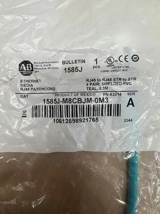 Used Allen Bradley 1585J-M8CBJM-0M3 Ser A Ethernet Media Patchcord *FACTORY SEALED*