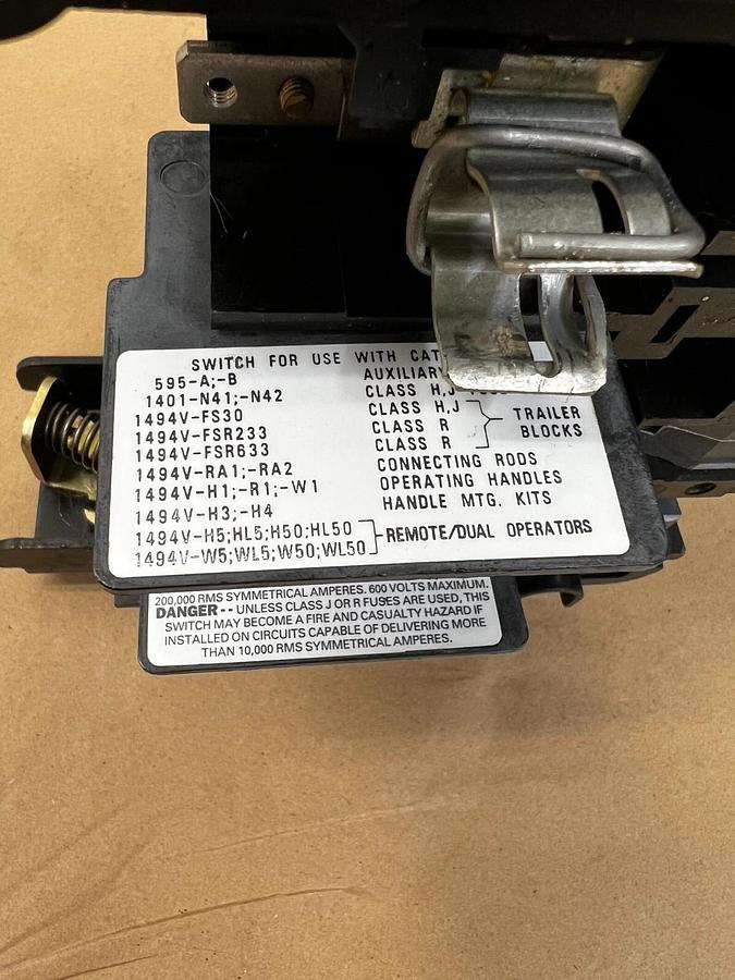 Used Allen Bradley 595-A;-B Disconnect Switch
