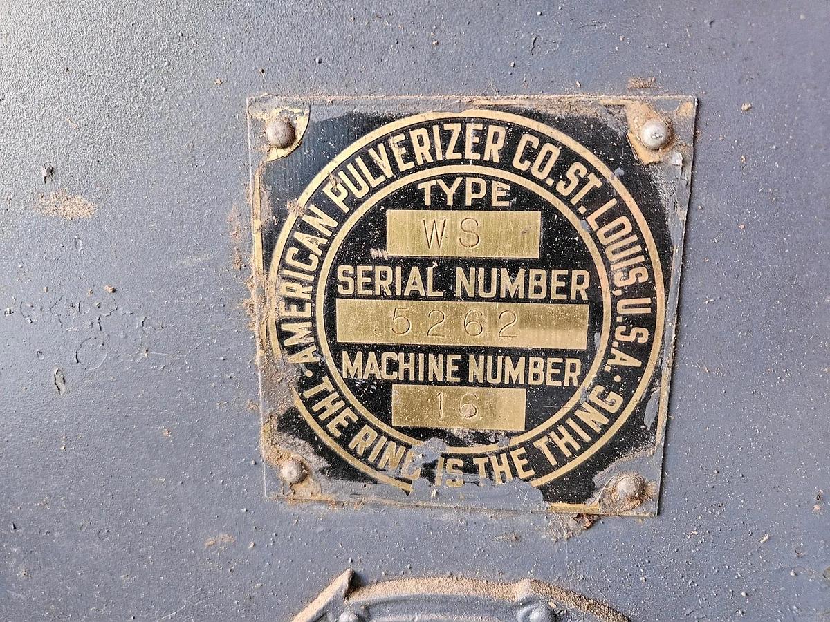 Used American Pulverizer Model WS Crusher, Shredder, Hammer Mill 50Hp Drive