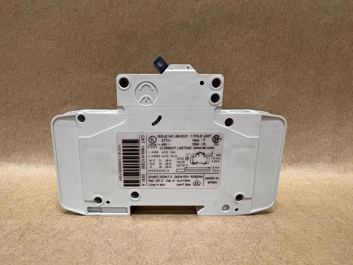 Used Allen Bradley 1489-A1C030 Ser. A, 1 Pole, Circuit Breaker