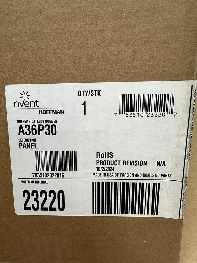 Used NVent Hoffman A36P30 Panel *FACTORY SEALED*