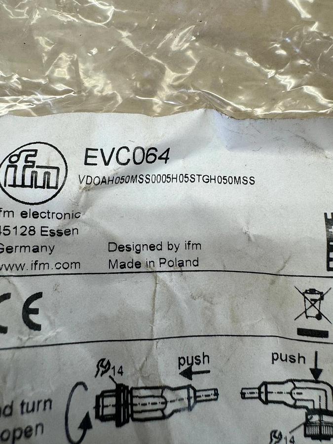 Used IFM Electronic EVC064 VDOAH05MSS0005H05STGH050MSS CYJV/7 Cable Assembly