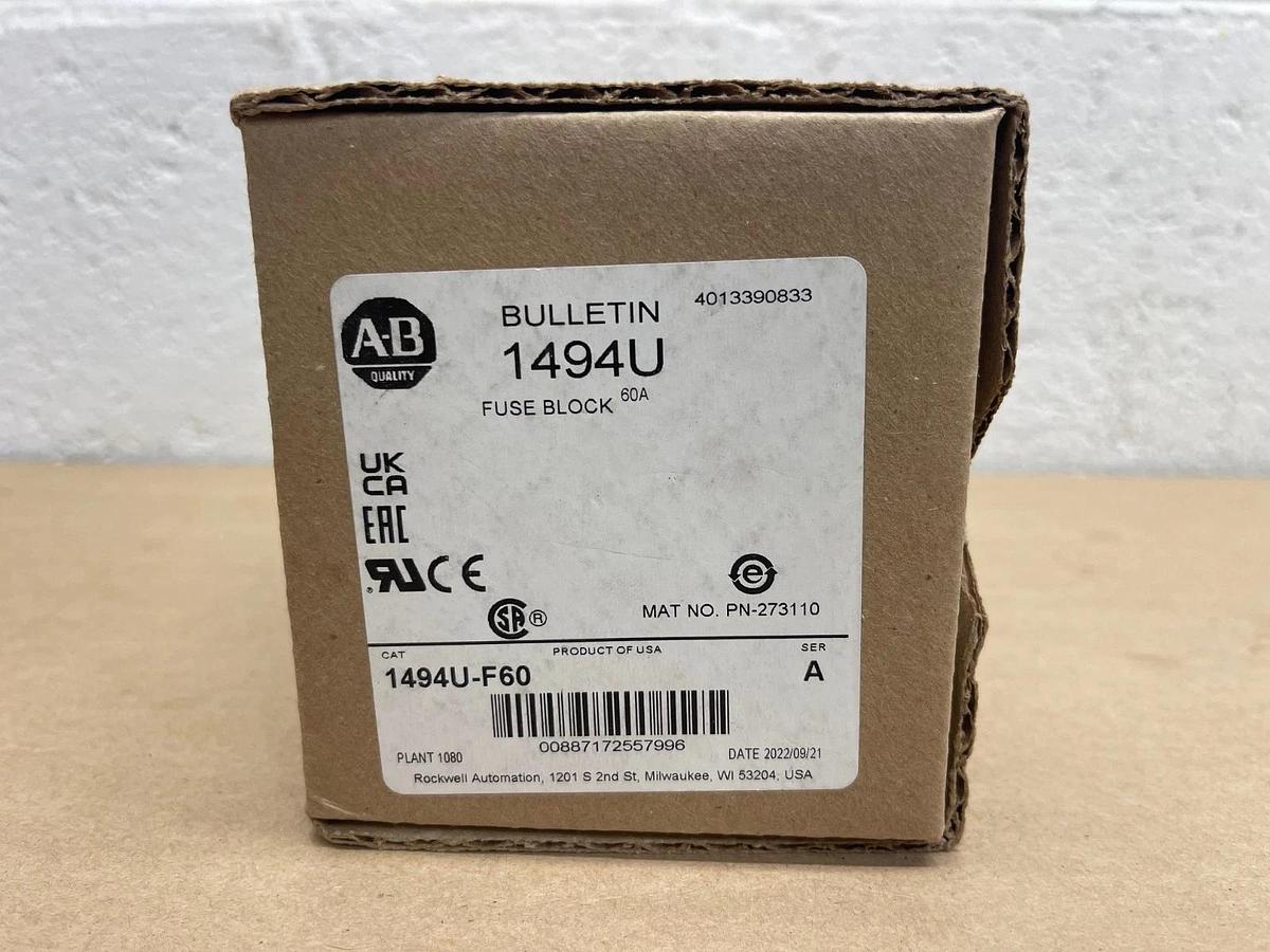Used Allen Bradley 1494U-F60 Series A Fuse Block, 60A