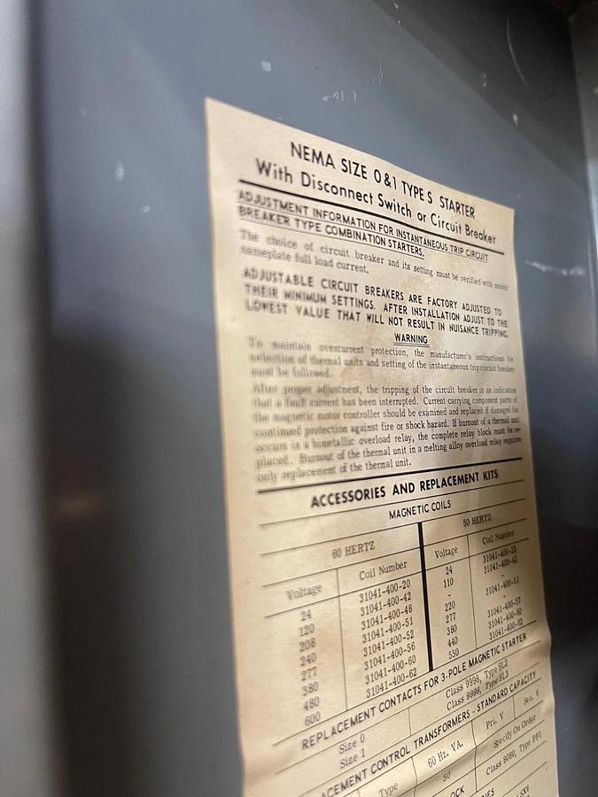 Used Square D 8538 SBG13 Ser A, Form FT, 30A Disconnect Rating, without Starter