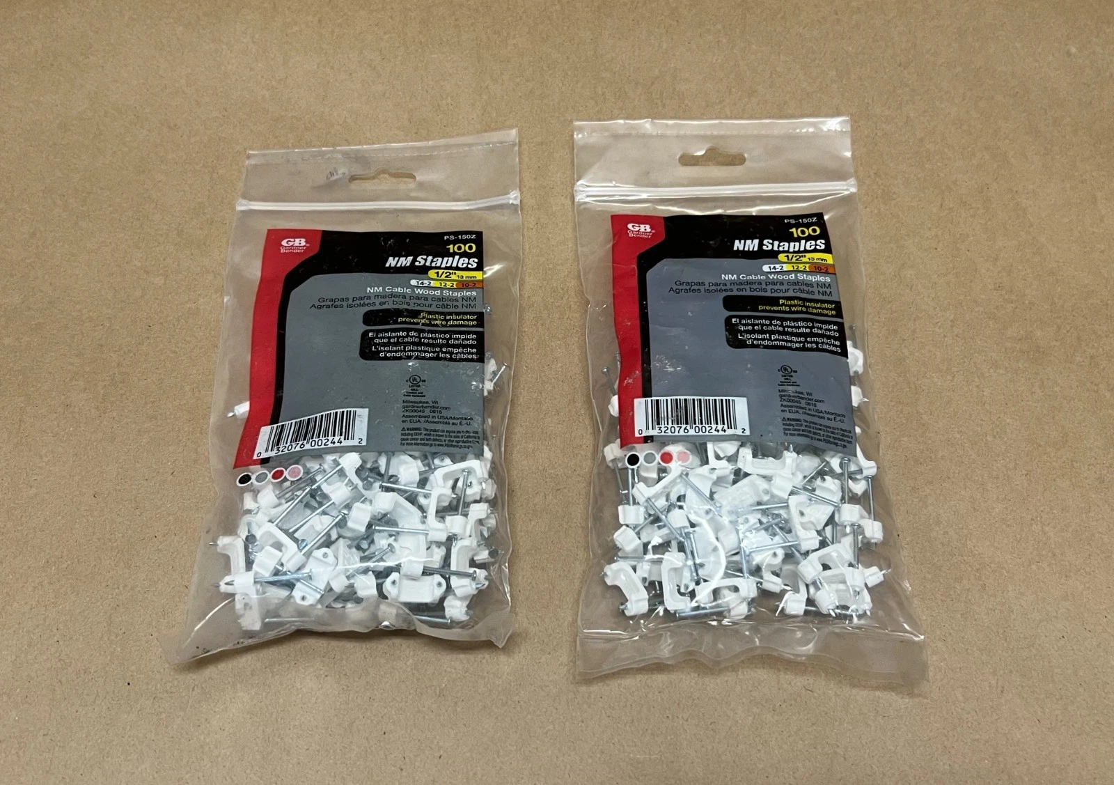 Used Gardner Bender PS-150Z 100pc NM Cable Wood Staples - Lot of 2