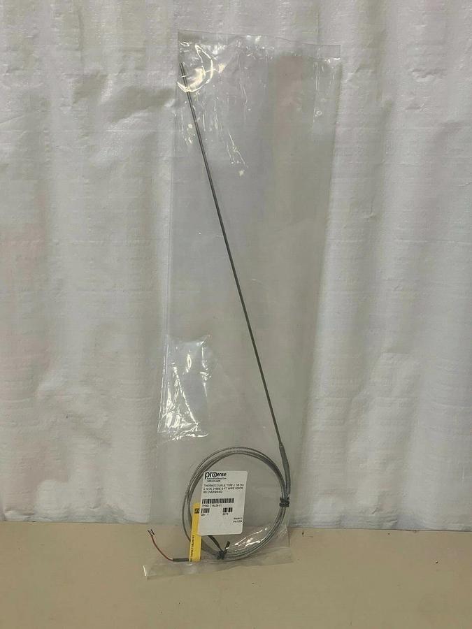 Used Prosense THMJ-T18206-01 Type J Thermocouple 1/8 DIA x 18", 6 ft wire leads