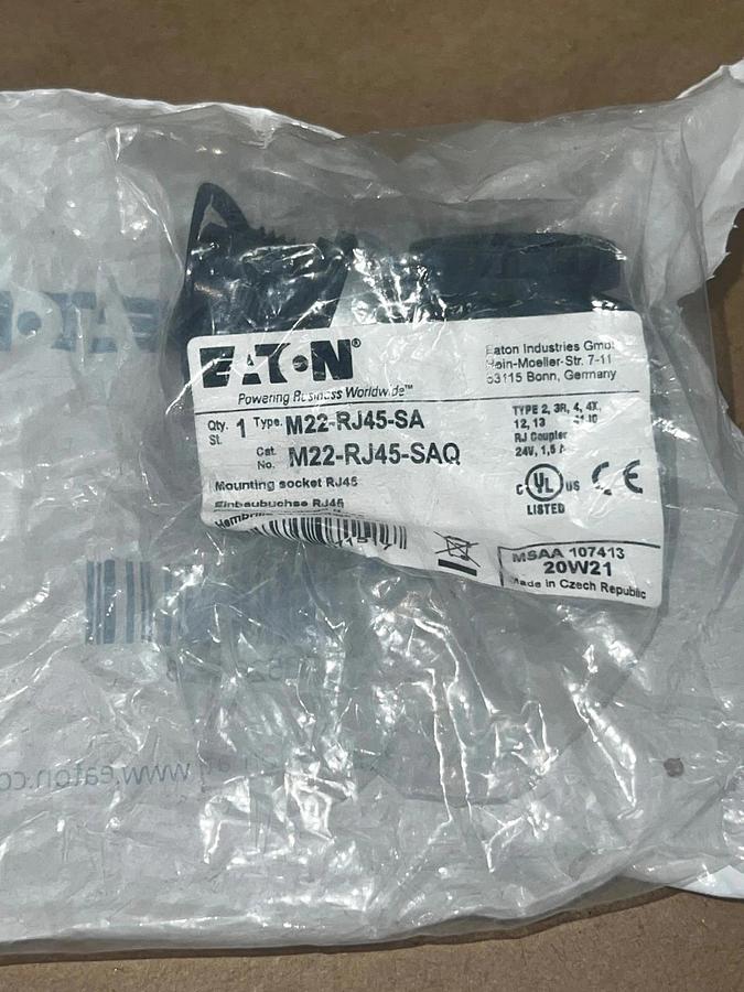 Used Eaton M22-RJ45-SA Ethernet Bulkhead Interface Port *FACTORY SEALED*