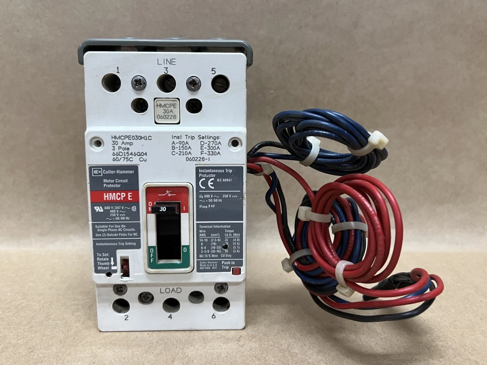 Used Cutler-Hammer HMCPE030H1C 30A, 3 Pole, Motor Circuit Protector