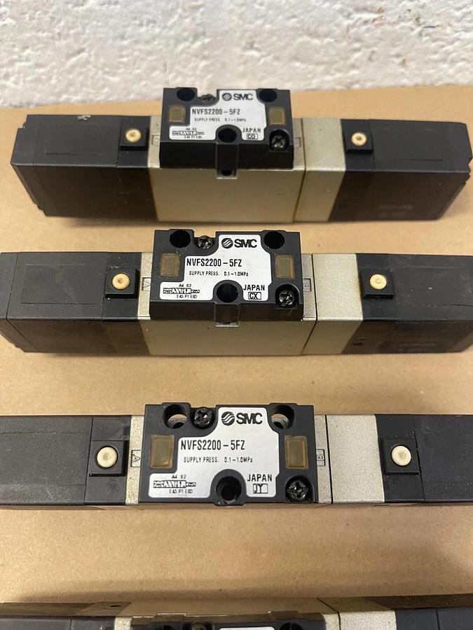 Used SMC NVFS2200-5FZ Pneumatic Solenoid Valves - Lot of 6