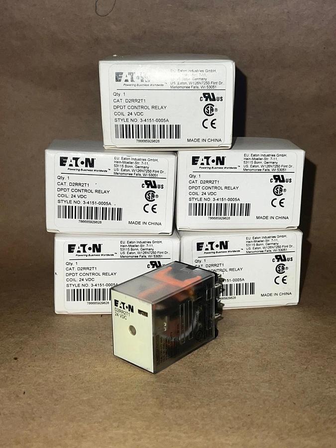 Used Eaton D2RR2T1 DPDT Control Relay 24V Ice Cube Relay (Lot of 5) *NEW*