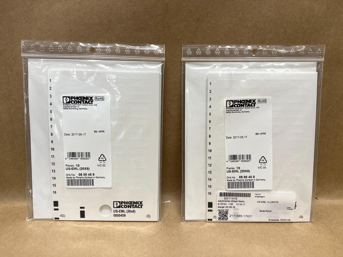 Phoenix Contact US-EML (20 x 8) 20 Pc. White Label - Lot of 2 packs