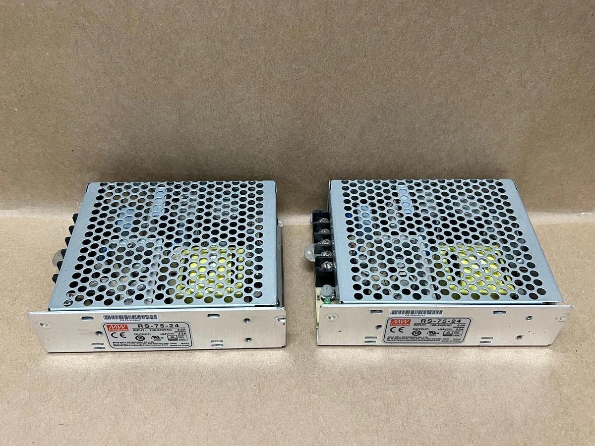 Used Mean Well RS-75-24 100-240VAC Power Supply - Lot of 2
