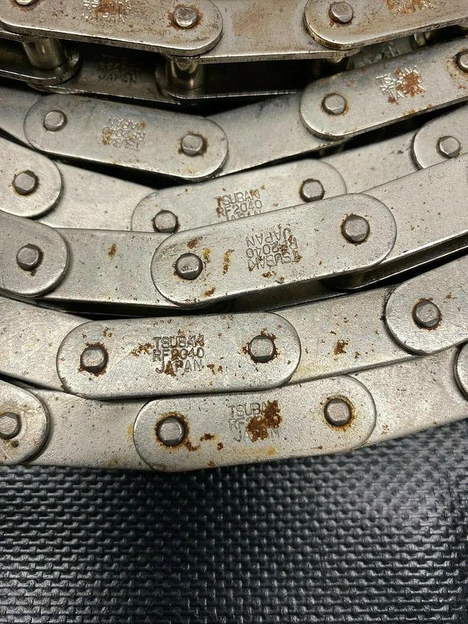 Used Tsubaki RF2040 Roller Chain, 25 Feet Long