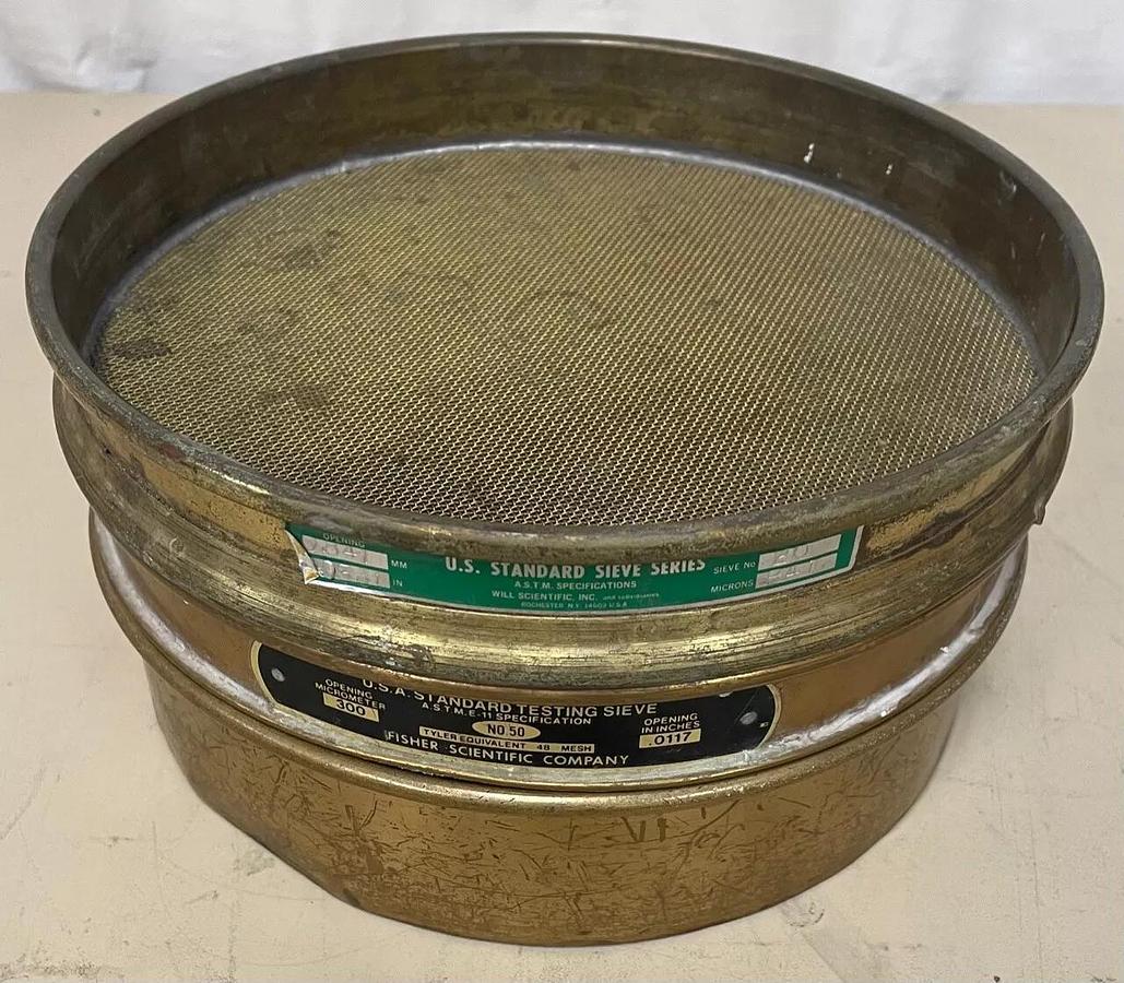 Used Fisher Scientific 8” Test Sieve, Lot of 3, .841mm, .300mm, End Catch Pan