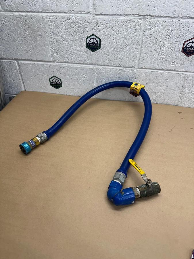 Used Dormont Blue Hose Gas Connector 3/4” Setup w Swivel, Valve, Snapfast SNC B533-2