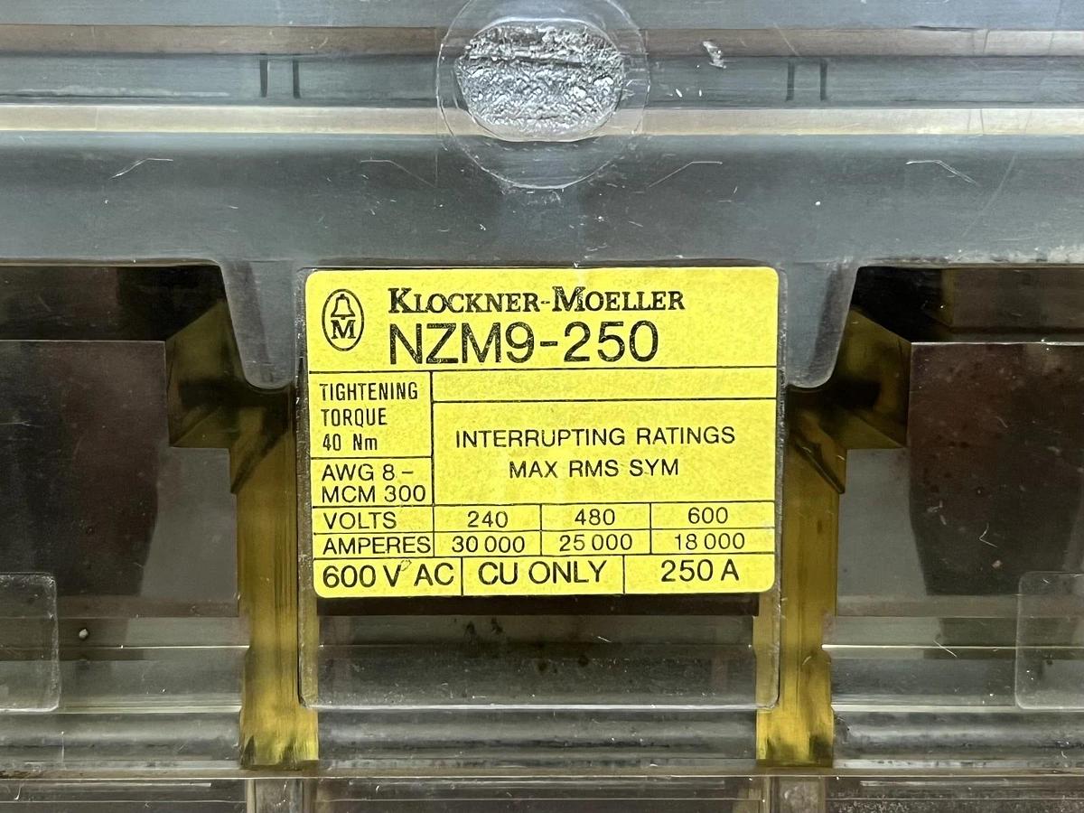 Used Klocker-Moeller NZM9-250 600VAC, 250A Circuit Breaker w/ ZM9-160-CNA Trip Unit