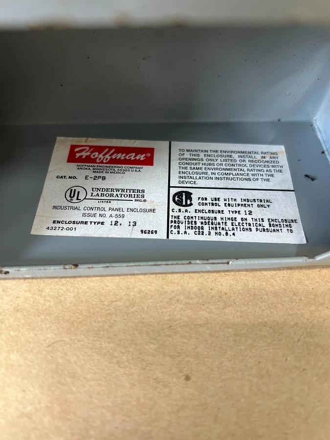 Used Hoffman E-2PB 800T-J42 Indust Control Panel Encl, Allen Bradley Selector Switch