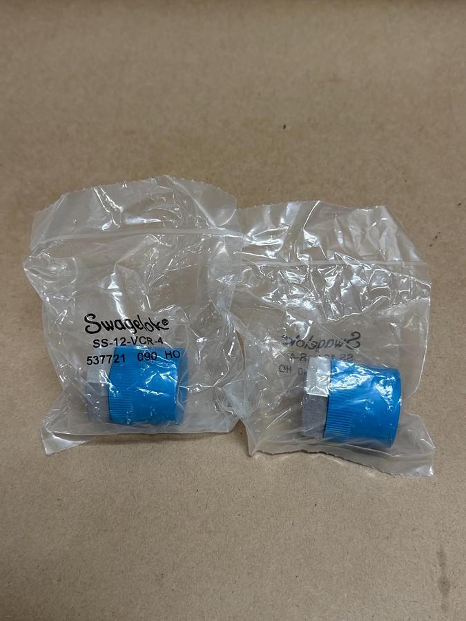 Used Swagelok SS-12-VCR-4 3/4” Male VCR Nut, 316SS *FACTORY SEALED* Lot of 2
