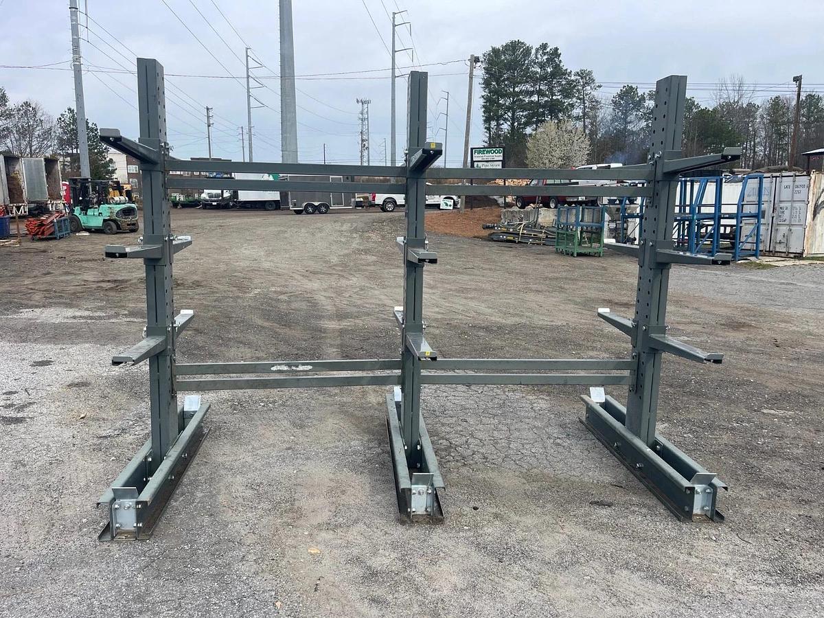 Used Jarke Steeltree Double Sided Cantilever Rack, Column H: 8’, Arm L: 24”, 18 Arms