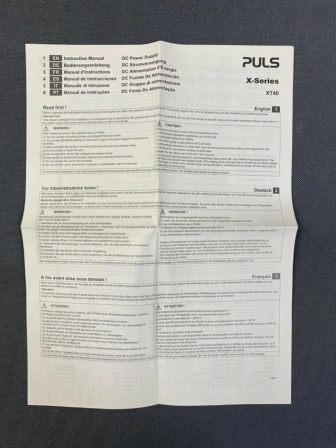 PULS XT40.721 DC Power Supply, 72 V, 13.3 A, 960 W
