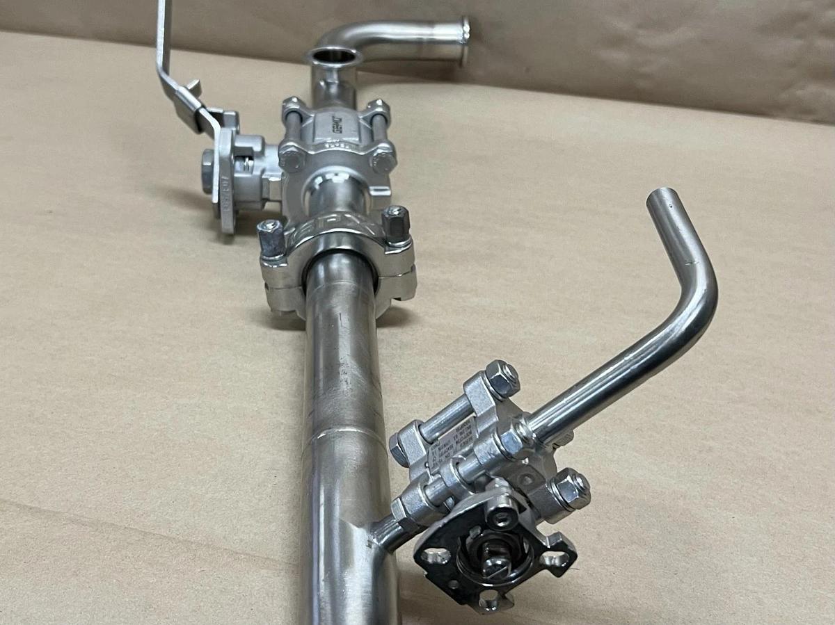 Used Gemü Series 77 Sanitary SS Diaphragm Valve Tri-Clamp Pipe Assembly