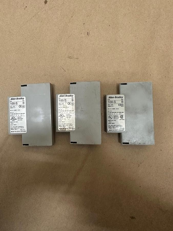 Used Allen Bradley 100-S Series B Auxiliary Contact Block - Lot of 3