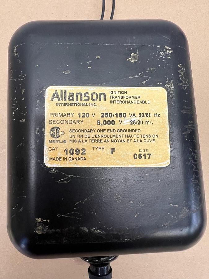 Used Allanson 1092 Type F Ignition Transformer, Interchangeable